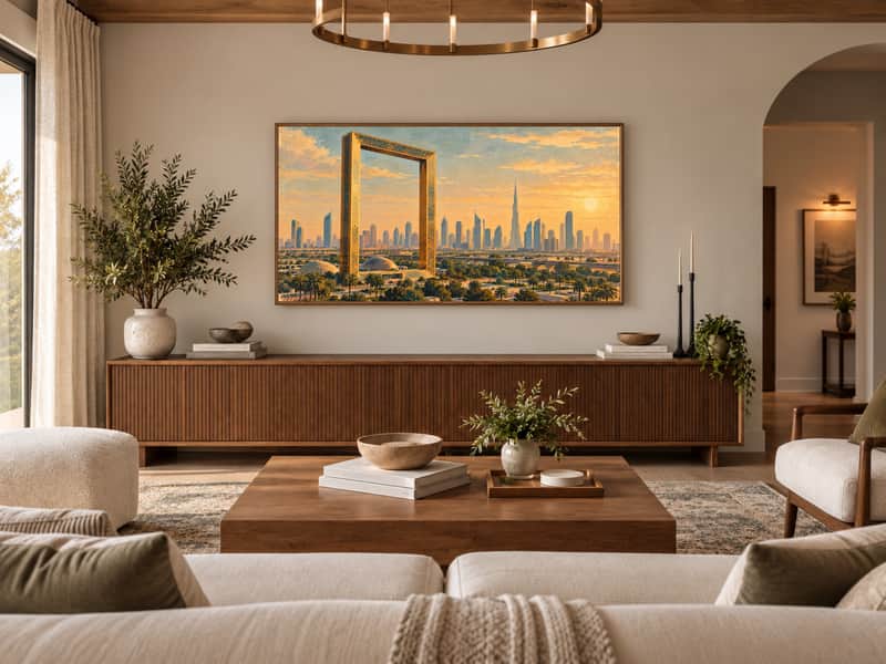 Dubai Frame wallpaper shown as art on a Samsung Frame TV