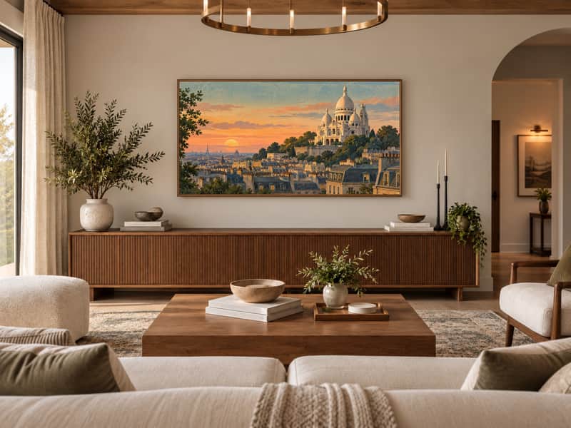 Sacré-Cœur Basilica wallpaper shown as art on a Samsung Frame TV
