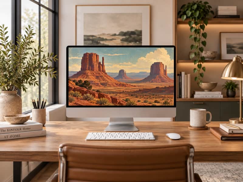 Antelope Canyon wallpaper shown on a desktop computer screen