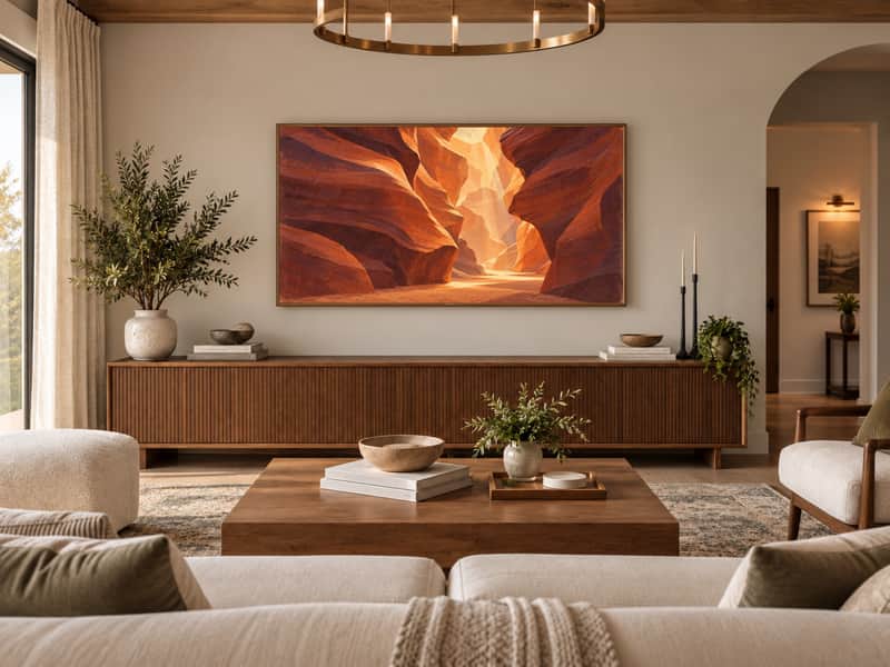 Antelope Canyon wallpaper shown as art on a Samsung Frame TV