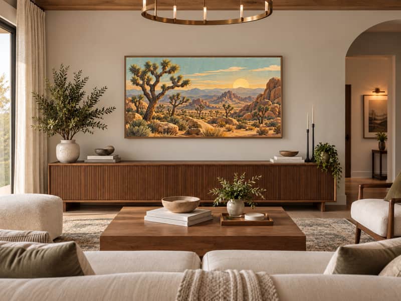 Joshua Tree Desert wallpaper shown as art on a Samsung Frame TV