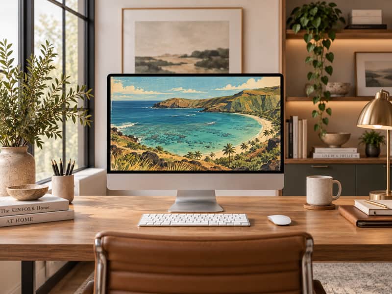 Taro Terrace Valley wallpaper shown on a desktop computer screen