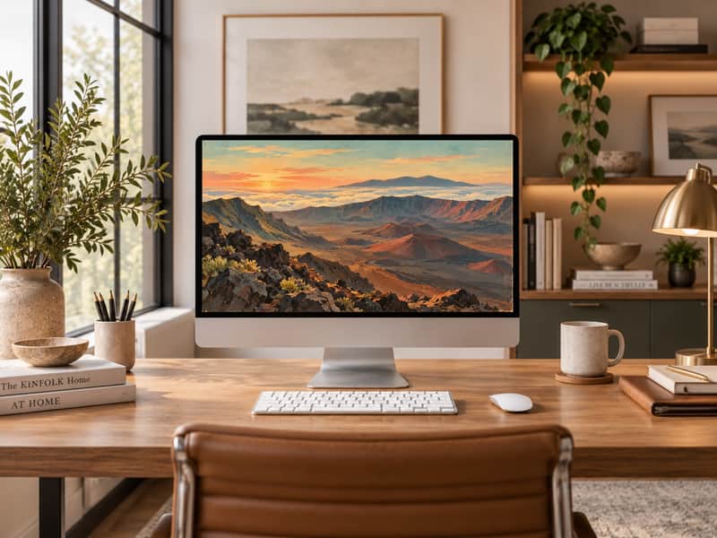 Waikiki Beach wallpaper shown on a desktop computer screen