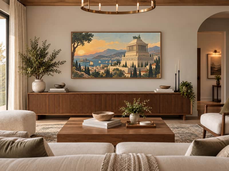 Temple of Artemis at Ephesus wallpaper shown as art on a Samsung Frame TV