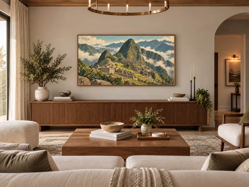 Great Wall of China wallpaper shown as art on a Samsung Frame TV